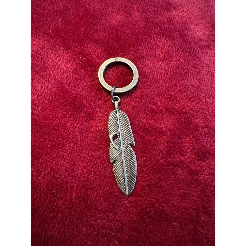 Antiqued Silver Tone Metal Feather Boho Charm Accessory